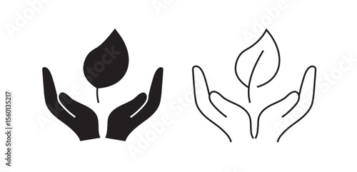 Caring Hands with Leaf Icons