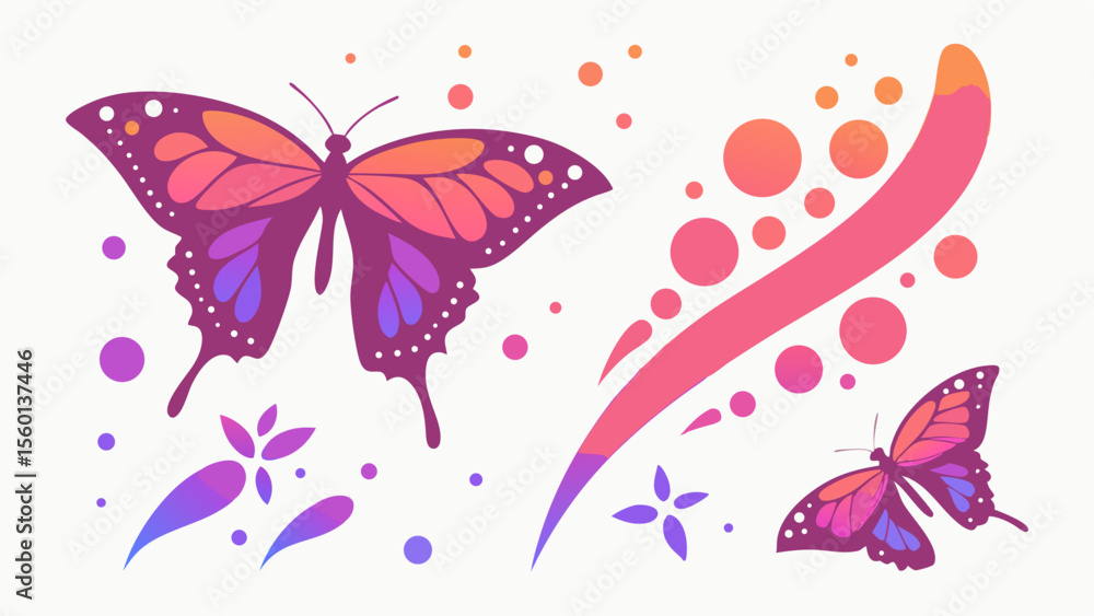 Obraz premium Gradient Liquid Abstract Shape Pack of Butterfly