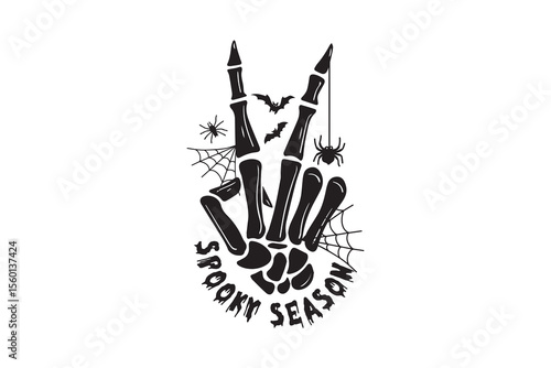 Spooky Season with Peace Skeleton Fingers Design