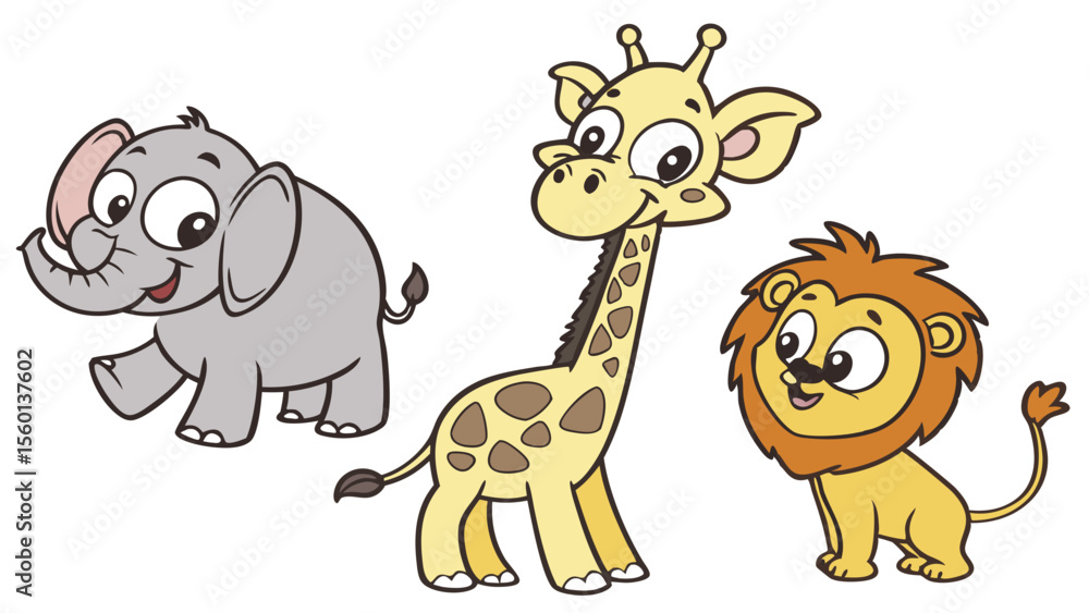 Obraz premium Cute Cartoon Animal Clipart for Kids