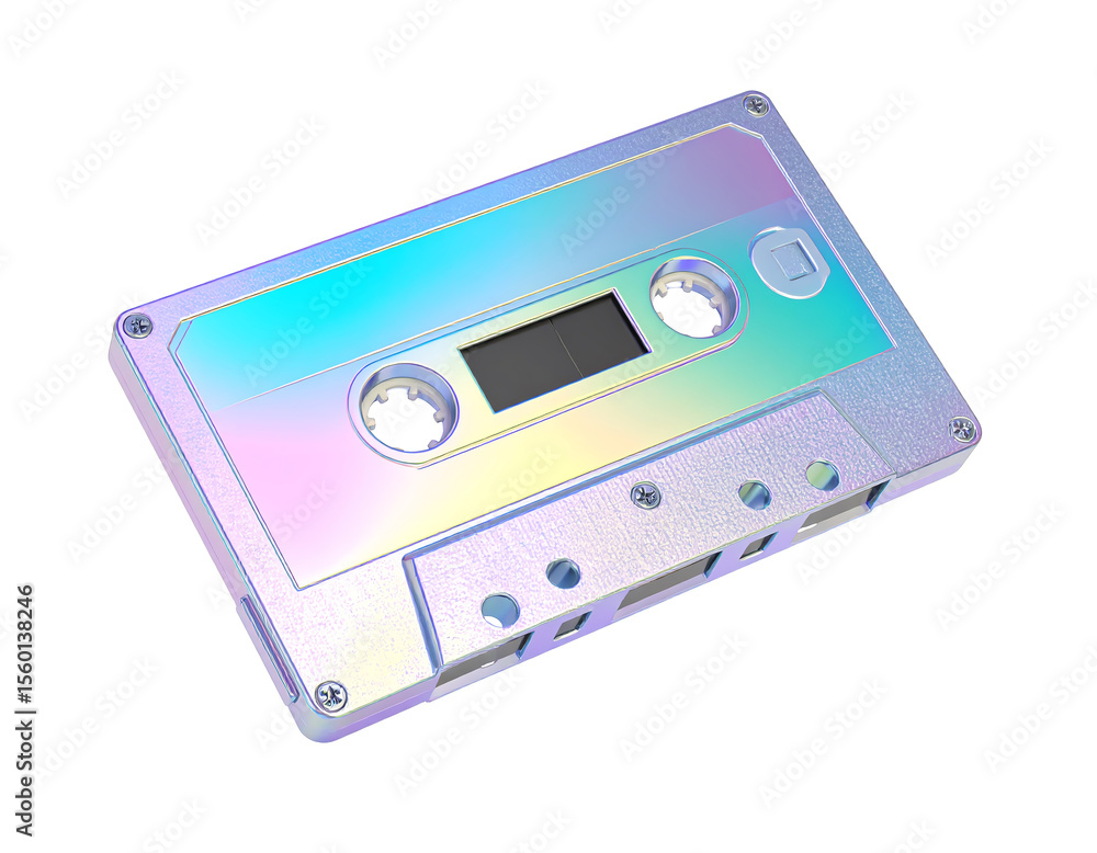 Fototapeta premium Colorful retro cassette tape on a white background.
