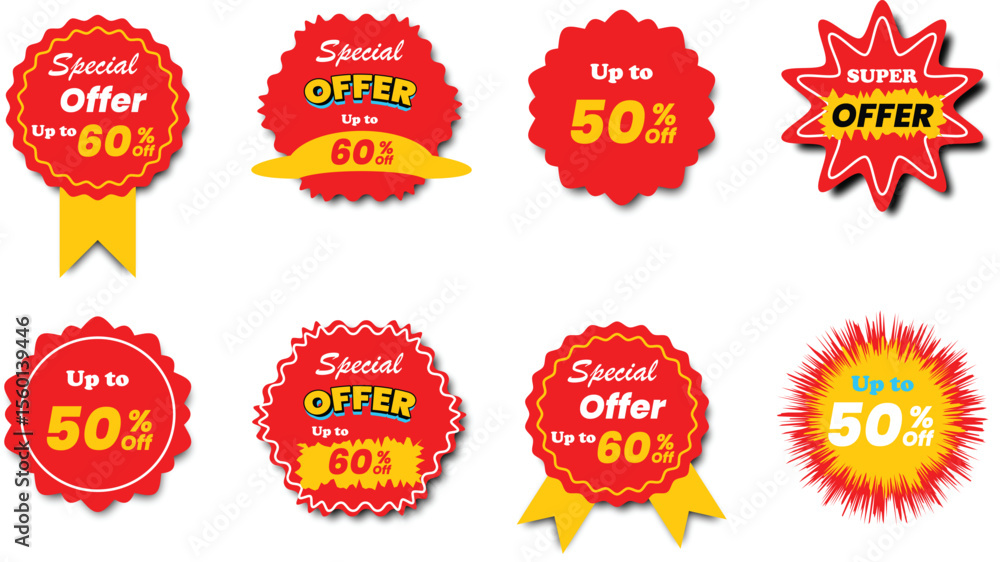 Obraz premium Bright Red Discount Label – Editable Offer Badge