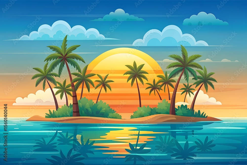 Obraz premium tropical beach with palm trees