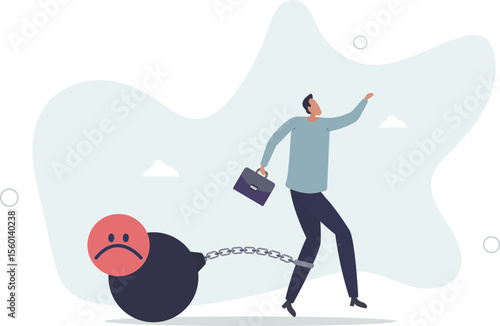 Stressed burden, anxiety or negative thinking, anger or emotional causing problem, mental health or depression, overworked or overwhelmed concept. character life .