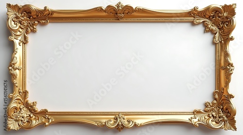 Ornate golden rectangular frame with intricate baroque flourishes gold frame rococo