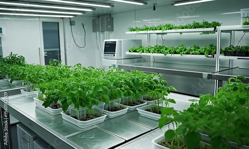 Seedlings in a controlled environment.