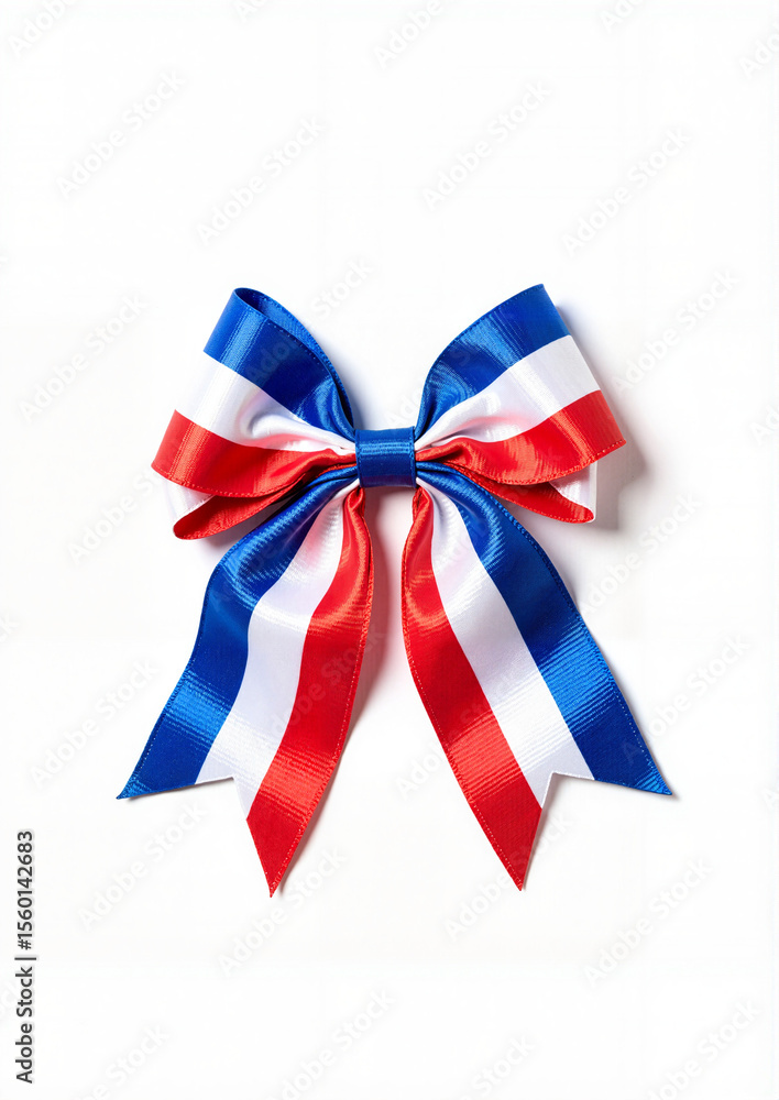 Red, white, and blue ribbon bow for Bastille Day celebration Red, white, and blue ribbon bow for Bastille Day celebration