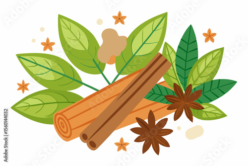 Ideal for food packaging, culinary blogs, natural health products, herbal medicine advertisements, and spice-related branding