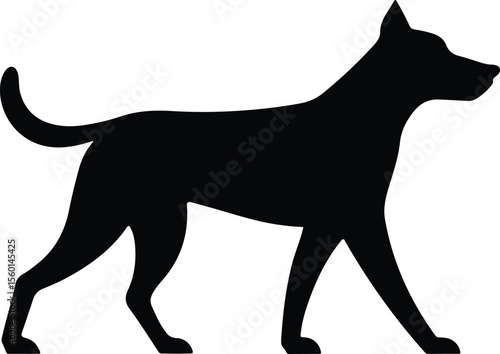 Dog Walker Silhouette on White Background
