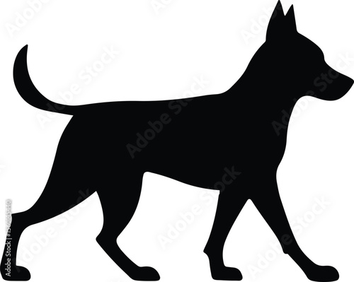 Dog Walker Silhouette on White Background
