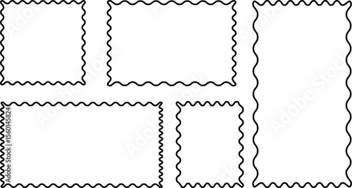 frames zigzag edge line shapes. scalloped frames. Wiggly squiggly curvy wavy scalloped edge. Geometric zig zag wavy edge stickers