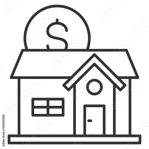 Mortgage Outline Icon Element For Design