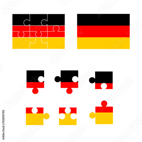 Germany flag  jigsaw puzzle background, 2x3 puzzle template, isolated on white, vector illustration.