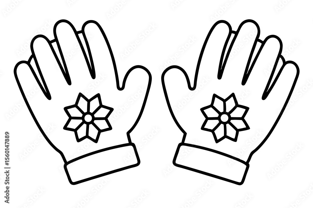 Fototapeta premium Winter Gloves Duo Minimalist Line Art Set