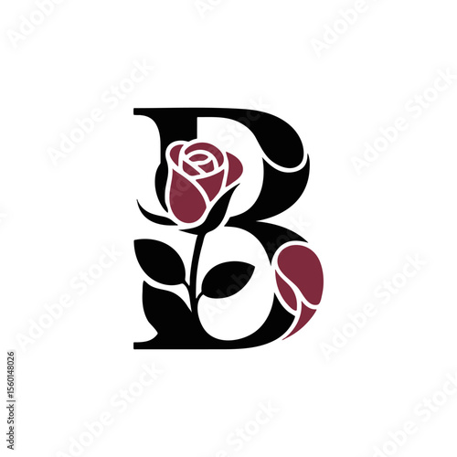 Elegant Rose Alphabet Letter A with Floral Embellishment. Floral Letter A with Roses icon.