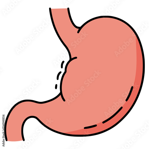 full stomach flat color vector illustration template design