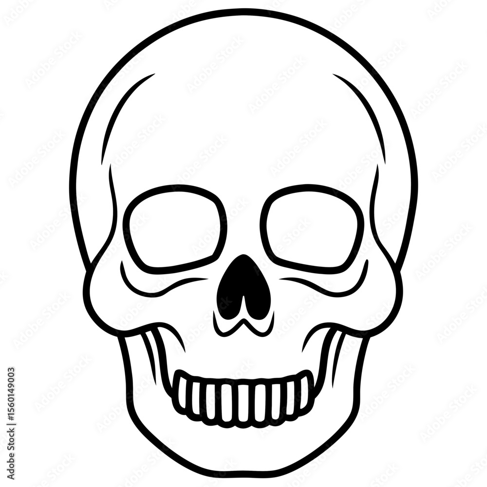 Hollow-Eyed Skull Outline on White Hollow-Eyed Skull Outline on White