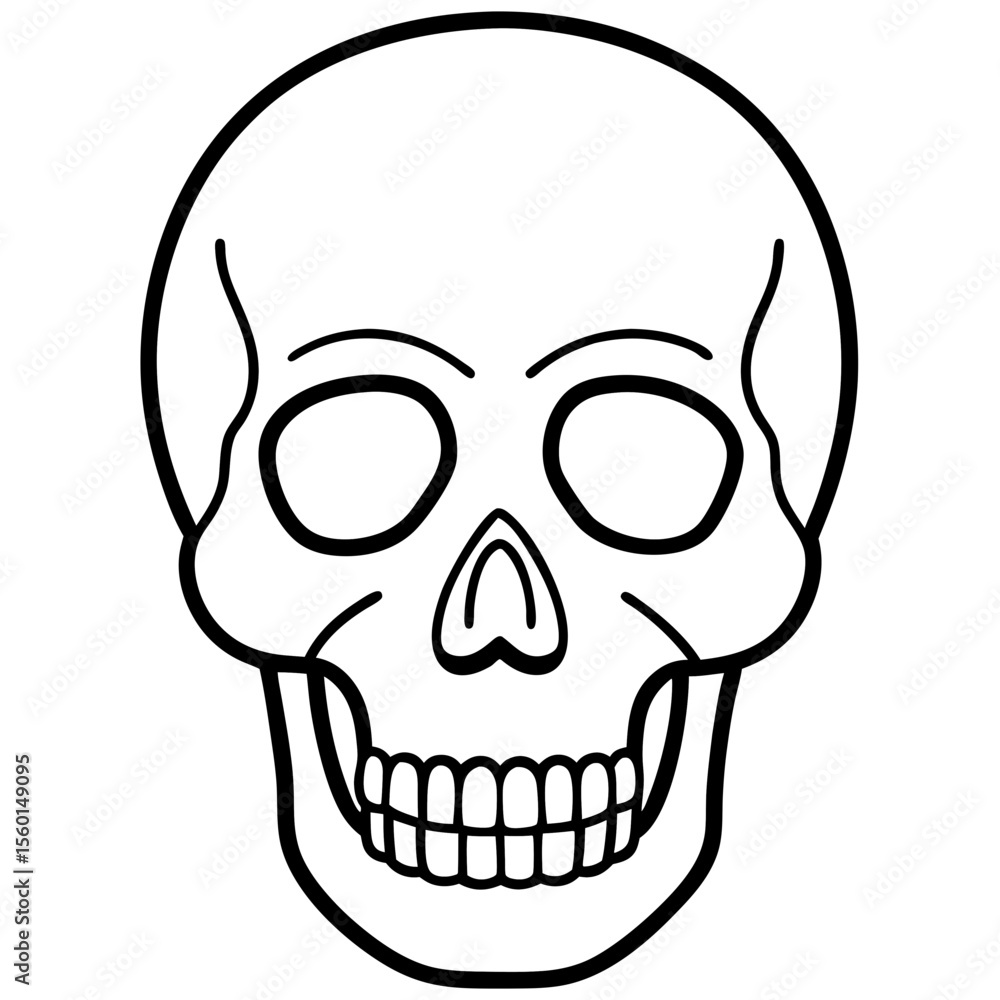 Hollow-Eyed Skull Outline on White Hollow-Eyed Skull Outline on White