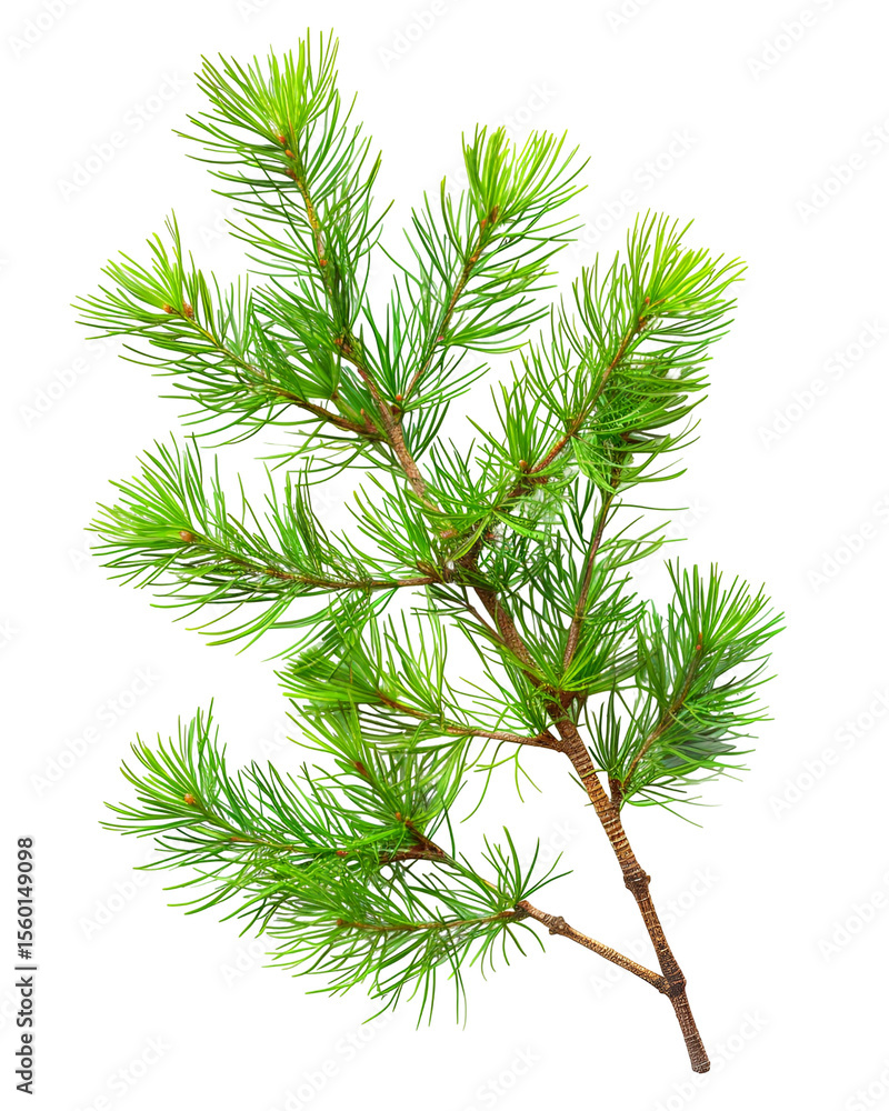 Lush Green Pine Branch Isolated on Black Lush Green Pine Branch Isolated on Black