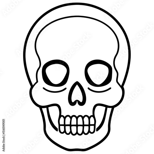 Hollow-Eyed Skull Outline on White