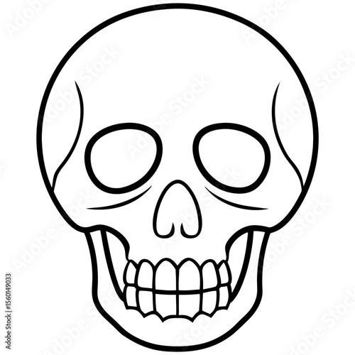 Hollow-Eyed Skull Outline on White