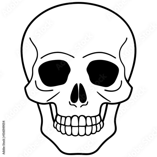 Hollow-Eyed Skull Outline on White