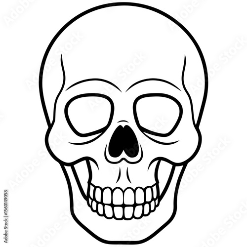 Hollow-Eyed Skull Outline on White