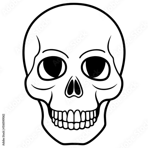 Hollow-Eyed Skull Outline on White