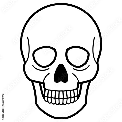 Hollow-Eyed Skull Outline on White