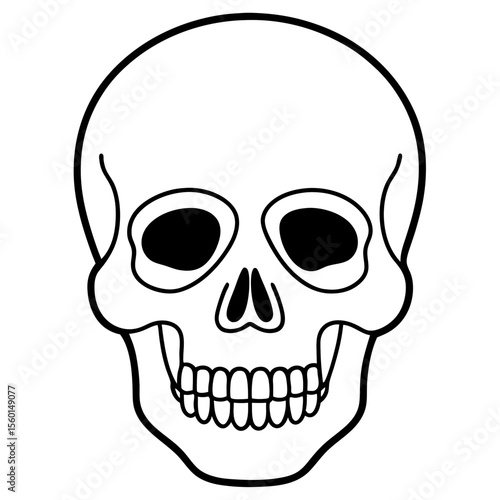 Hollow-Eyed Skull Outline on White