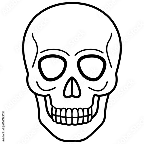 Hollow-Eyed Skull Outline on White
