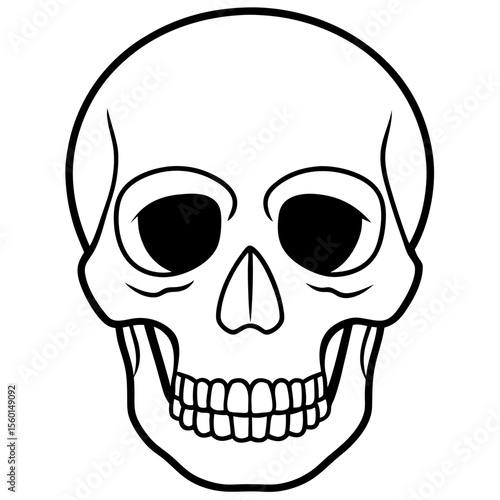 Hollow-Eyed Skull Outline on White