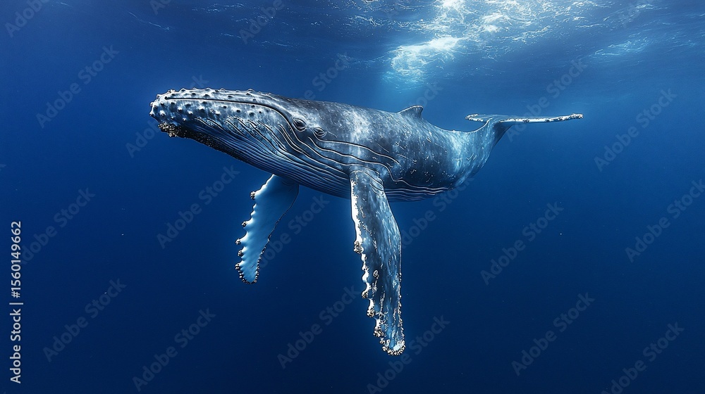 Obraz premium Humpback whale in deep blue ocean