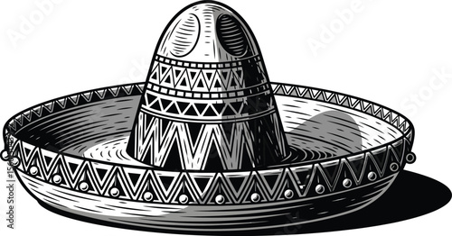 Illustration of a sombrero mexican hat traditional headwear cinco de mayo fiesta cultural symbol graphic art