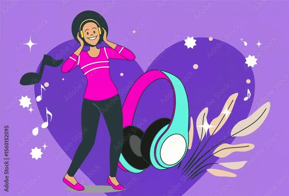 Headphones Concept Illustration Video Style Headphones Concept Illustration Video Style