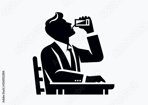 Man drinks an alcoholic beverage in restaurant