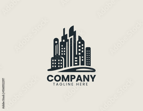 Towering black skyscrapers on a curved base representing modern urban development. Architecture concept