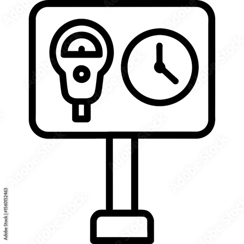 Parking meter sign outline icon vector