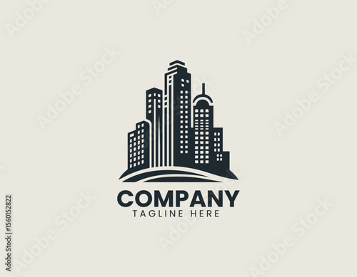 Towering black skyscrapers on a curved base representing modern urban development. Architecture concept