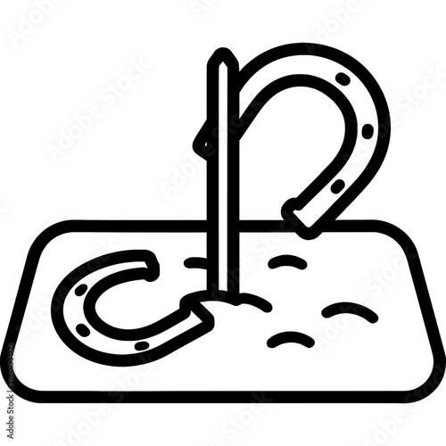 Horseshoe pitching outdoor game outline icon vector
