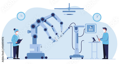 Robotic surgery in healthcare vector illustration for medical and technology design