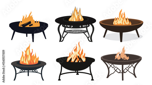 Fire Pit Table Silhouette Vector – Outdoor Heating Furniture Graphic