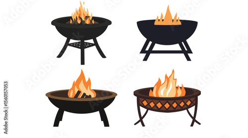 Fire Pit Table Silhouette Vector – Outdoor Heating Furniture Graphic
