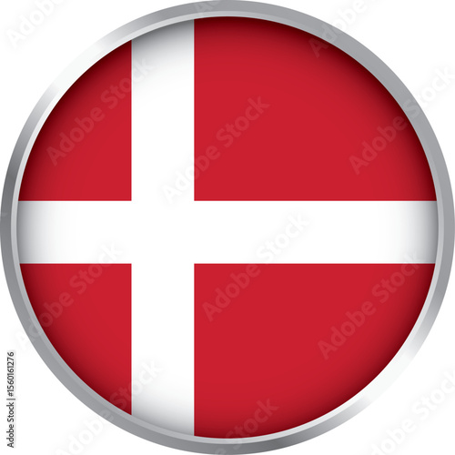 Free Download Round icon of Denmark flag (Dannebrog) with white Nordic cross on red background, vector national badge

 - GFXLoad