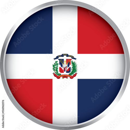 Free Download Round icon of Dominican Republic flag with white cross, blue and red quadrants, and coat of arms, vector

 - GFXLoad