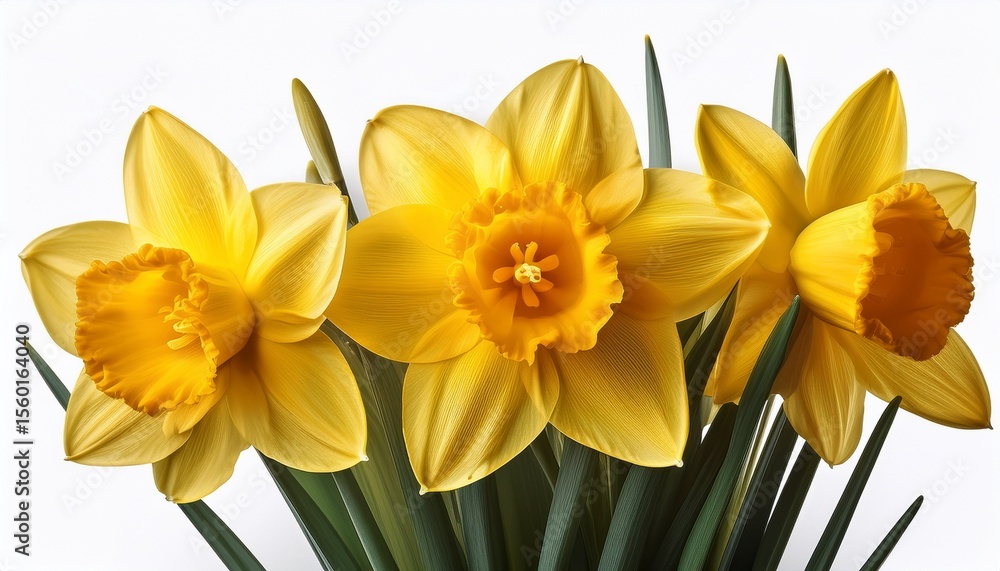 Obraz premium yellow daffodils flowers isolated on white background