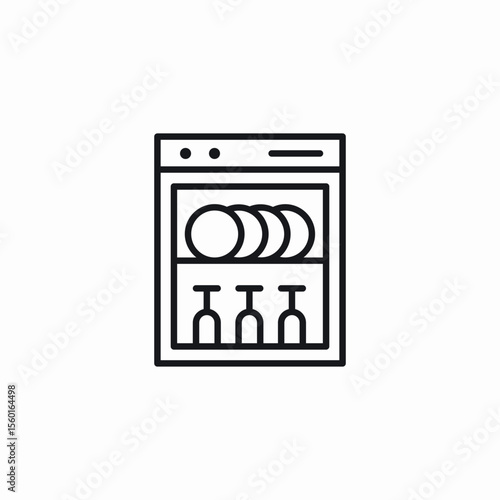 kitchen dish washing machine icon sign vector