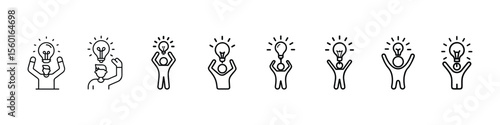 Icon of Person Holding a Lightbulb Above Head – Symbol of Creativity, Motivation, Personal Inspiration, innovative thinking, new idea generation, personal insight