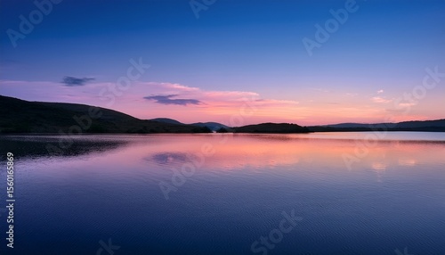 Wallpaper Mural serene twilight over calm waters reflecting distant hills and soft pastel skies Torontodigital.ca