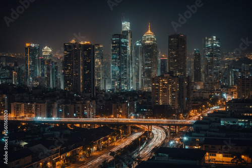 Wallpaper Mural A cinematic blurred cityscape at night glowing with warm streetlights and distant neon reflections from tall buildings under a dark sky, captured with soft bokeh focus and atmospheric Torontodigital.ca